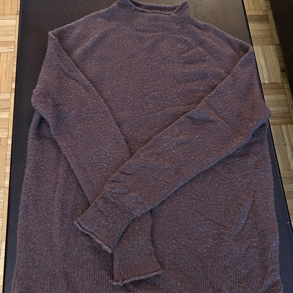 Womenโs J. Crew Crewneck Sweater in Dark Brown - Classic Knit